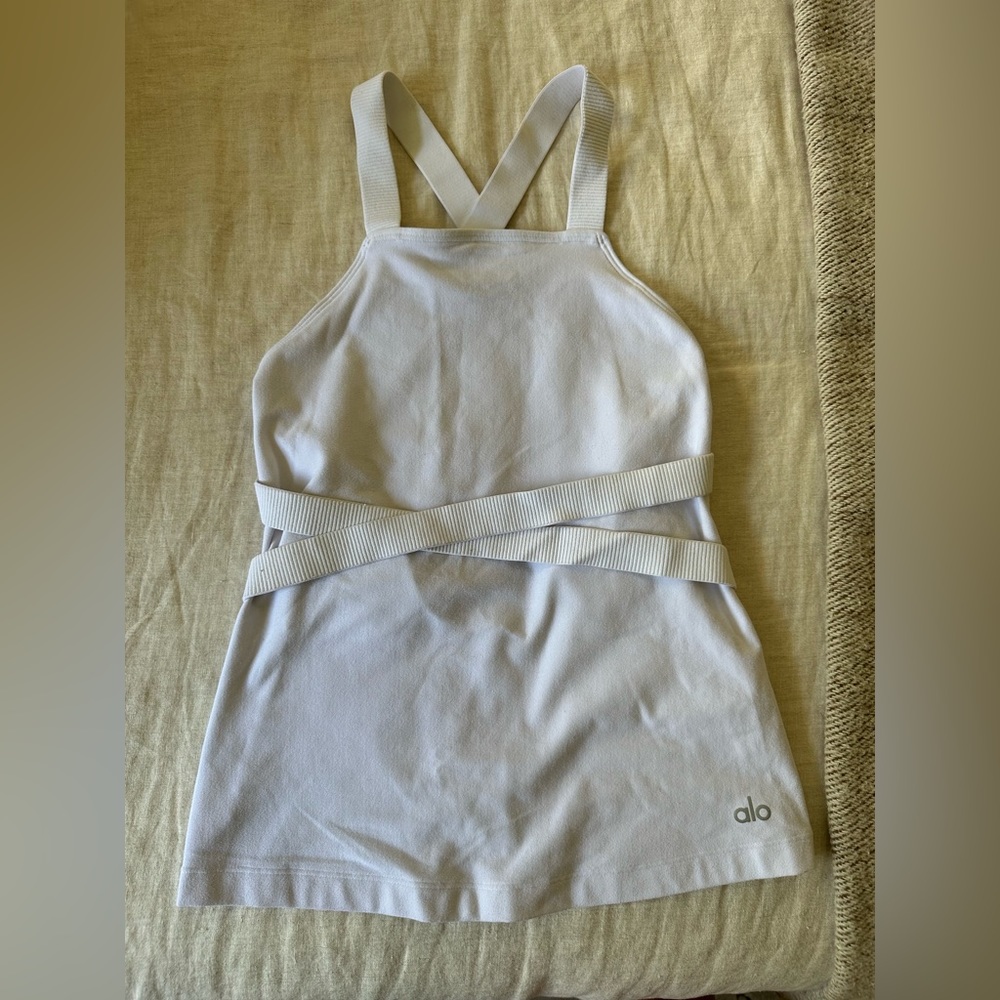 ALO white yoga top, open back